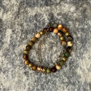 Bohemian Beaded Necklace with Gold Accents